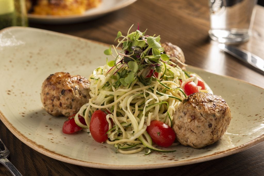Green spaghetti and meatballs meal menu creation from the Great Wolf Resorts' Junior Chef Council.