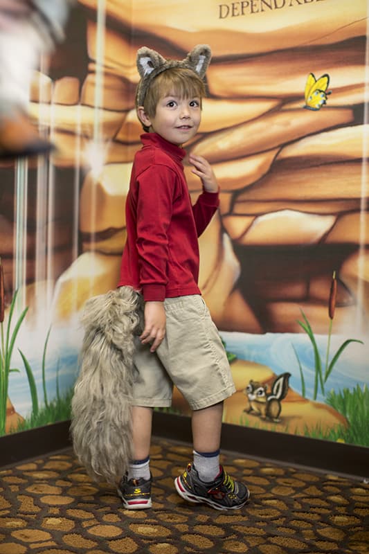 Young kid in DIY kids wolf costume at Great Wolf Lodge