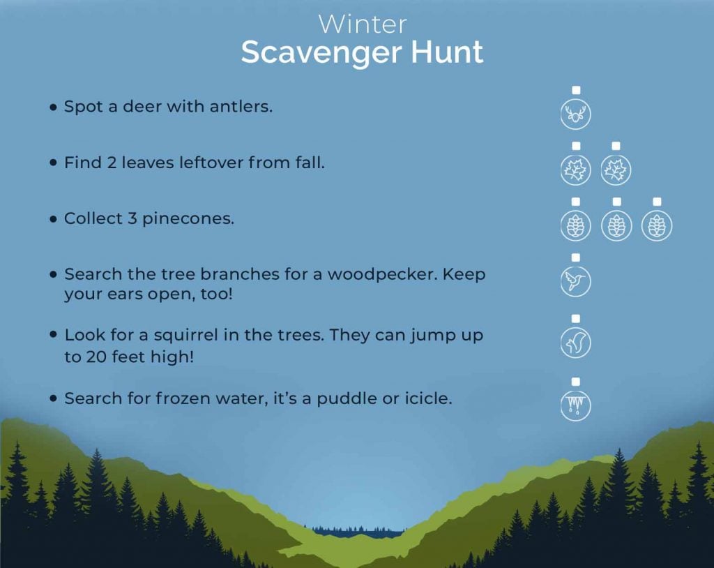 outdoor game checklist for winter scavenger hunt