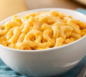 Bowl of creamy mac and cheese.