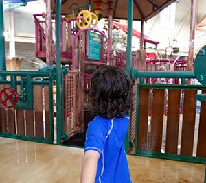 Child playing on Fort Mackenzie at a Great Wolf Lodge.