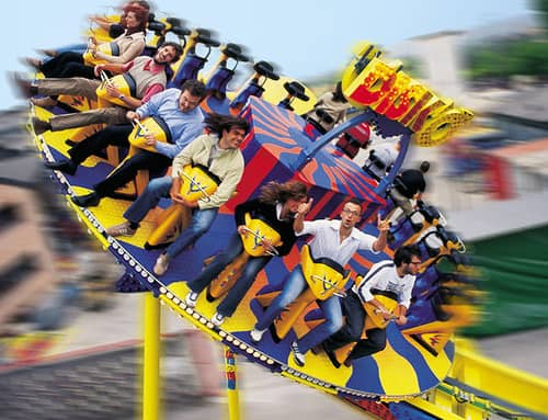 Riders enjoy an amusement park ride at the Go-Kart Plus in Williamsburg, VA