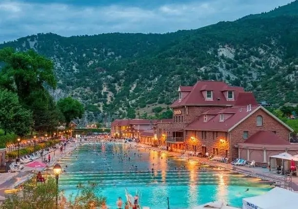 View of the Glenwood Hot Springs in Colorado