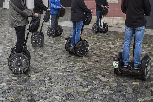 Visitors embarking on a Segway tour 