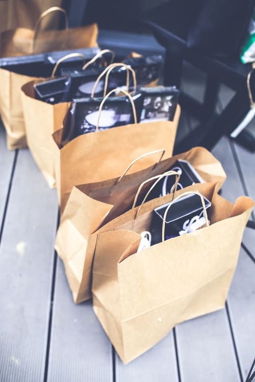 Shopping bags filled with gifts