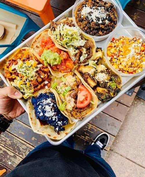 Plate of tacos at Pour Vida in Anaheim California
