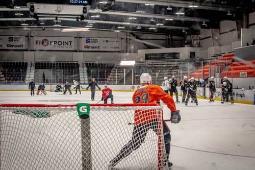 Hockey players competing at Anaheim Ice