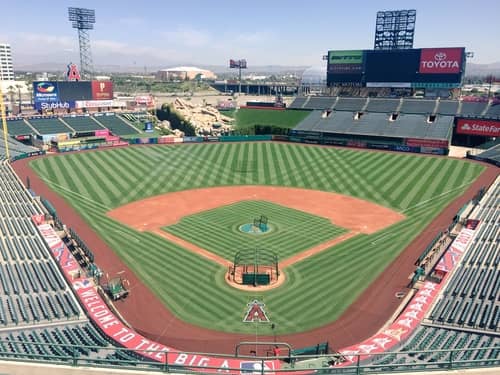 Aerial view of Angel Stadium in southern California 