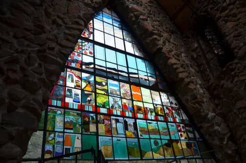 A stained-glass window from Bishop Castle in Colorado