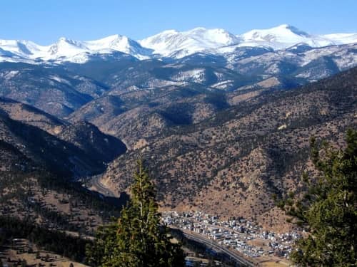 An aerial view of Idaho Springs