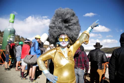 Townsperson celebrating at the Frozen Dead Guy Days festival in Nederland, Colorado