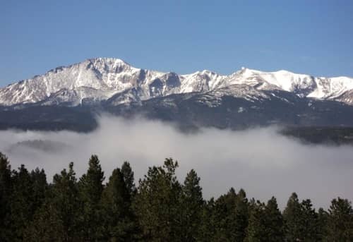 Snow-capped mountains at Woodland Park