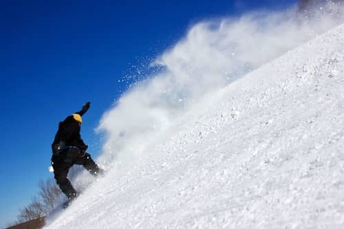 Snowboarder enjoying a trail at Jack Frost Big Boulder