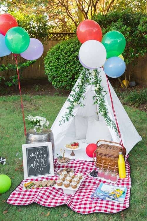 Picnic spread in the backyard