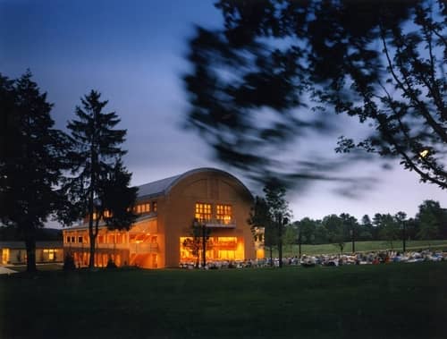 Night view of the tanglewood music center and field in Massachusetts