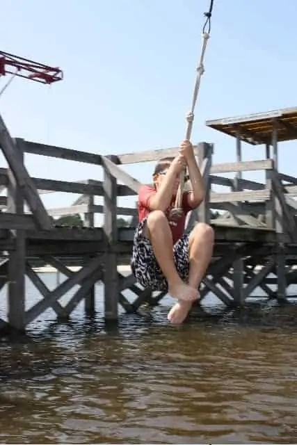 jumping into the water at lake water park