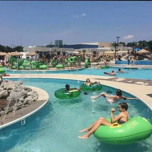 floating in lazy river at water park