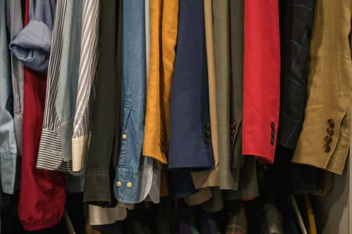 clothes on display at the visting nurses thrift shop