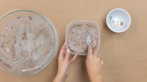 bury dinosaur figurines in bowl with plaster mix