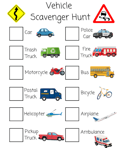 Vehicle Scavenger Hunt List