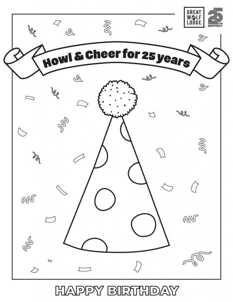 coloring page birthday hat