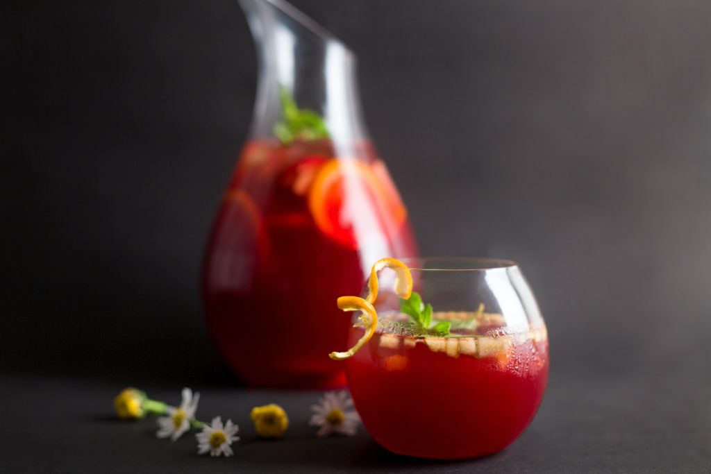 glass and pitcher of red sangria