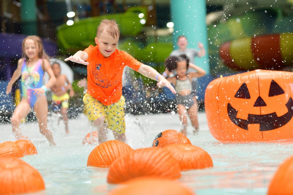 Kids playing in pool at Howl-O-Ween at Great Wolf Lodge