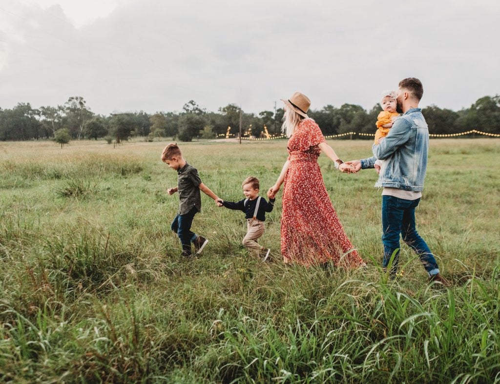 family in grass