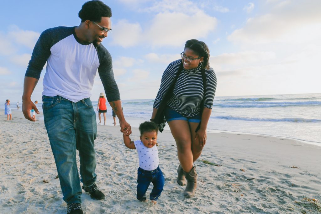 family at the beach