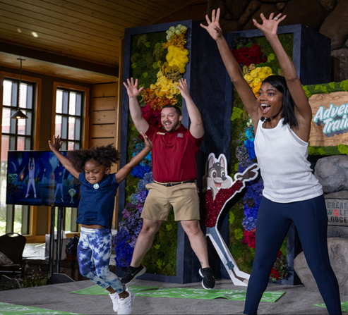 Gabrielle Union working out with family at Great Wolf Lodg