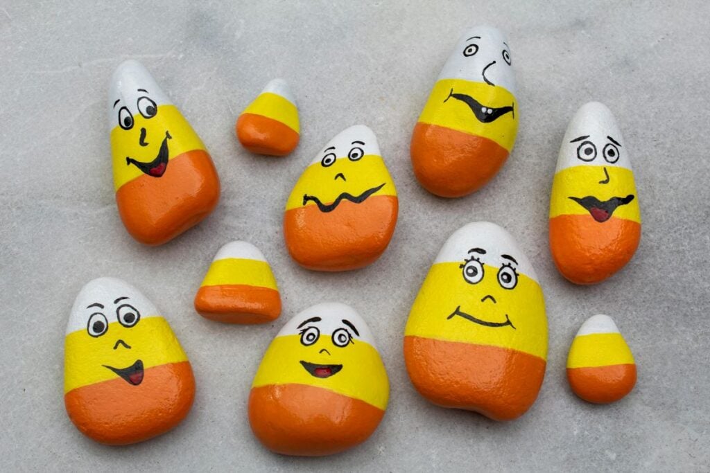 Candy corn rock art