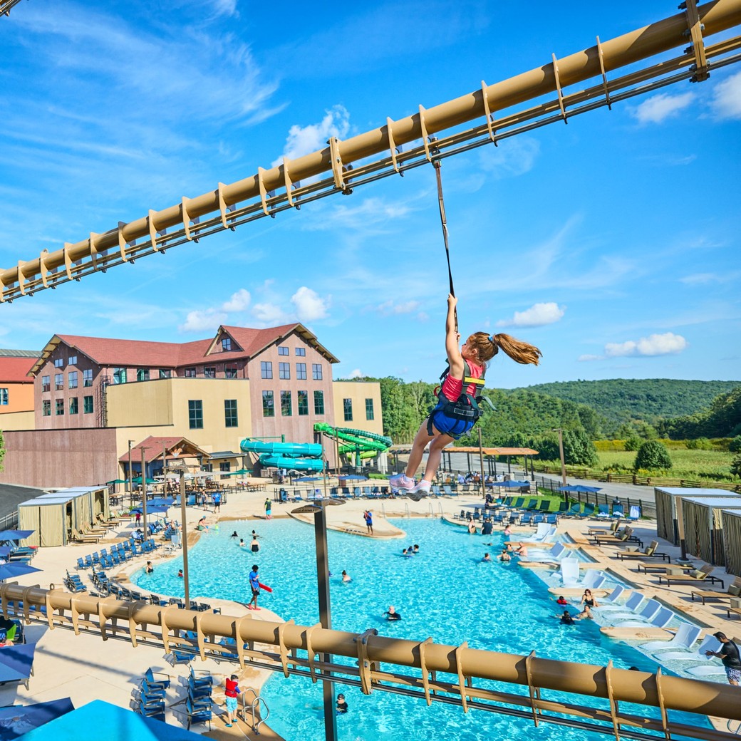 Great Wolf Resorts water park with rope course and pools