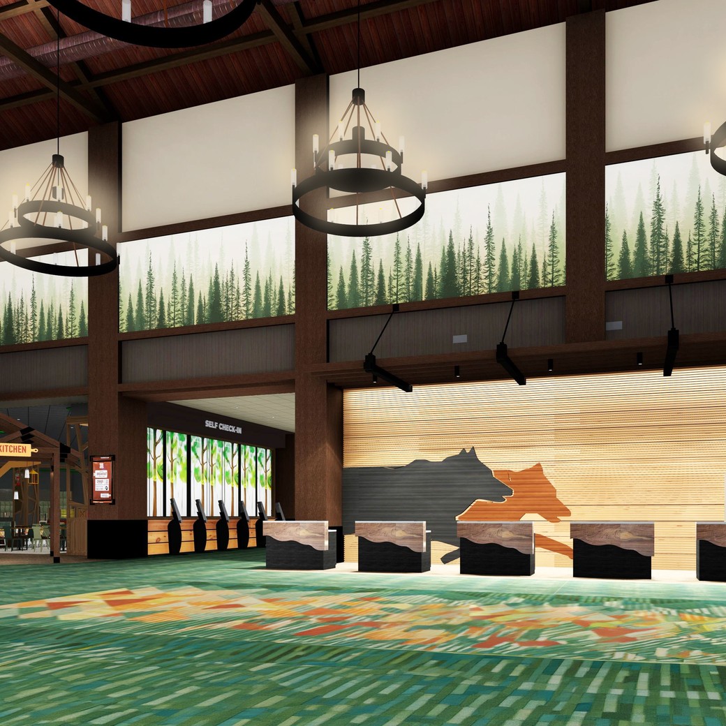 Grand lobby crlebration at Great Wolf Lodge Anaheim