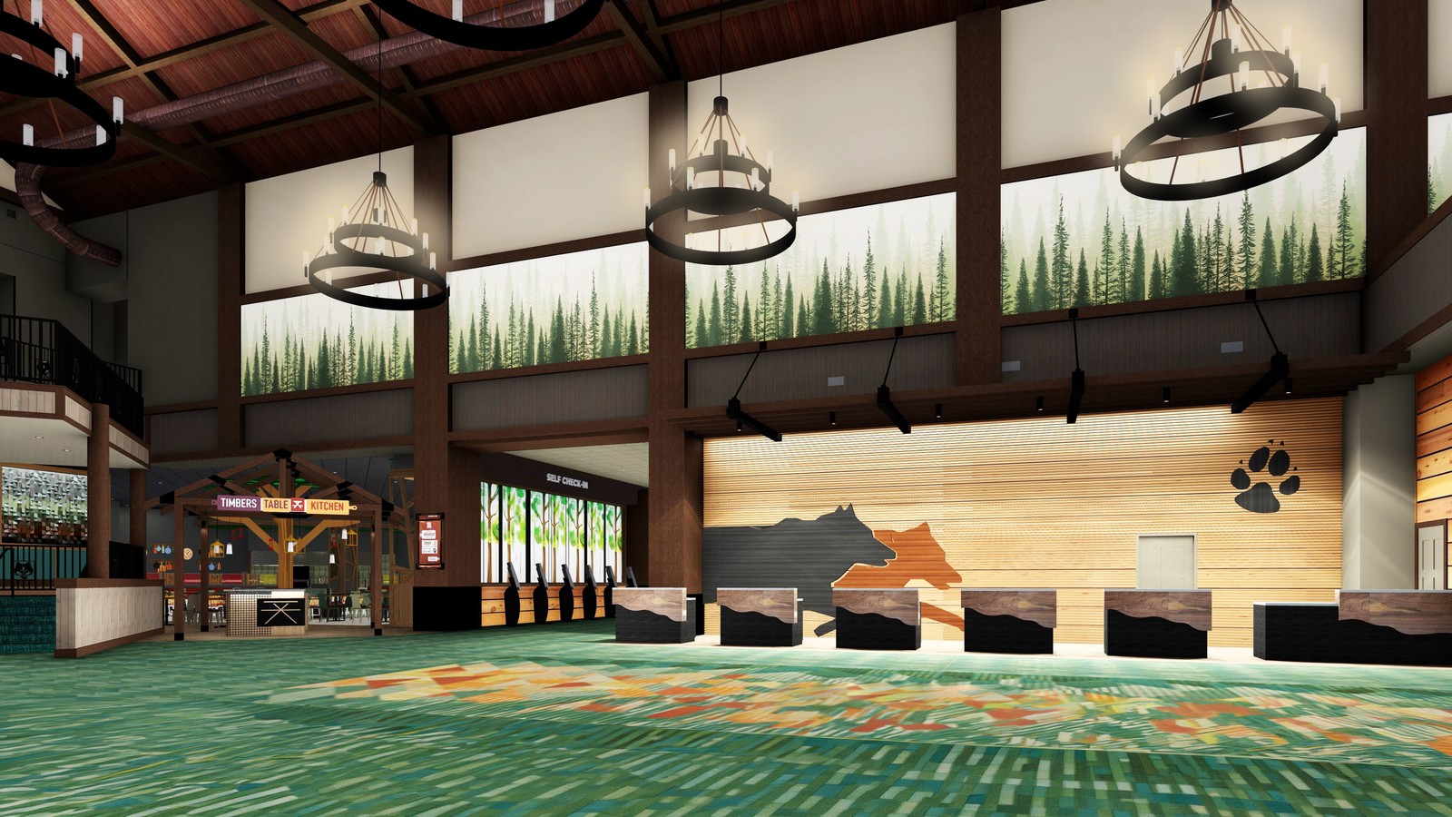 Lobby of Great Wolf Lodge Anaheim CA