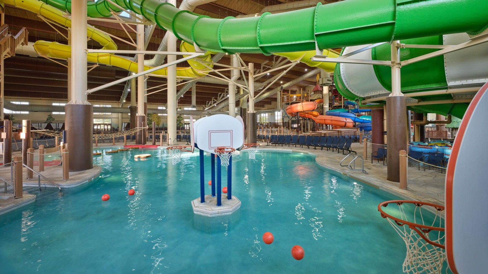 basketball ring in indoor pool