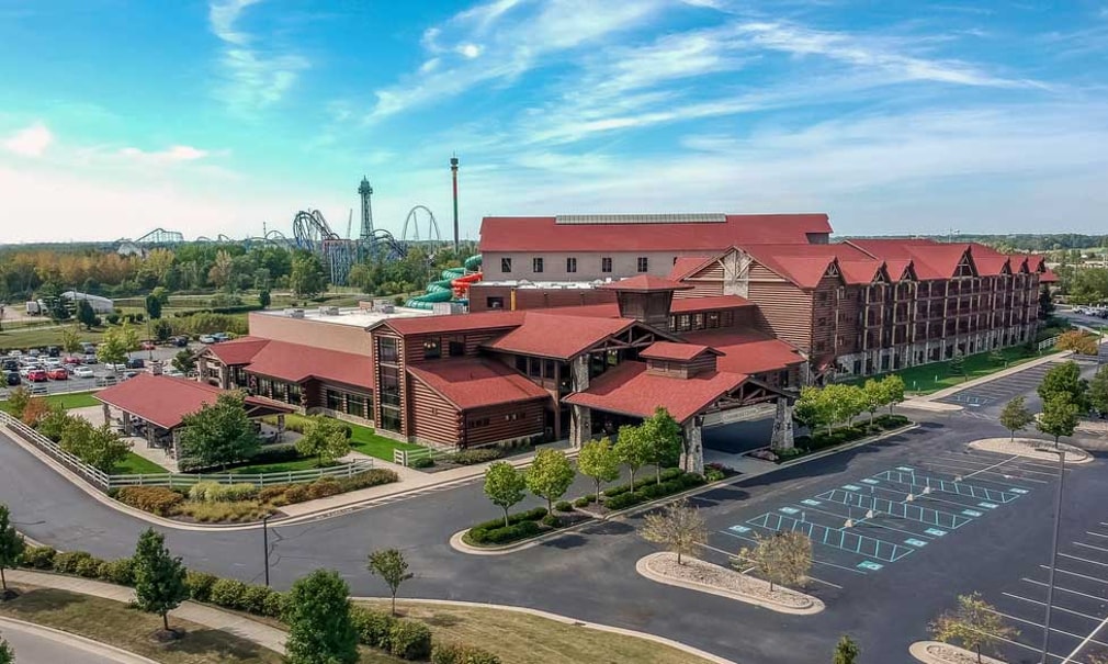 top view of waterpark resort in mason
