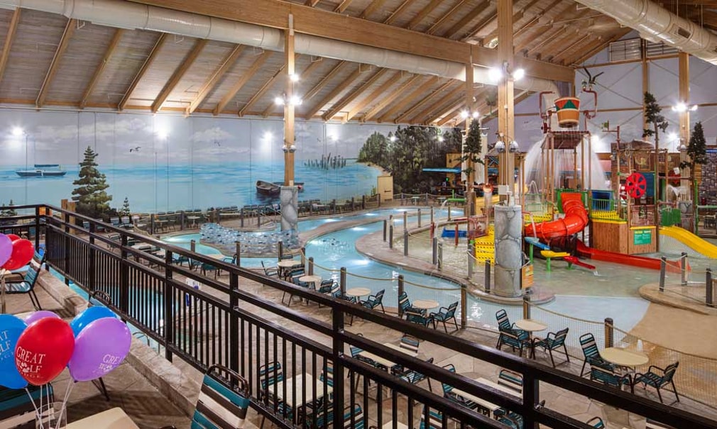 pool area  at waterpark in new england
