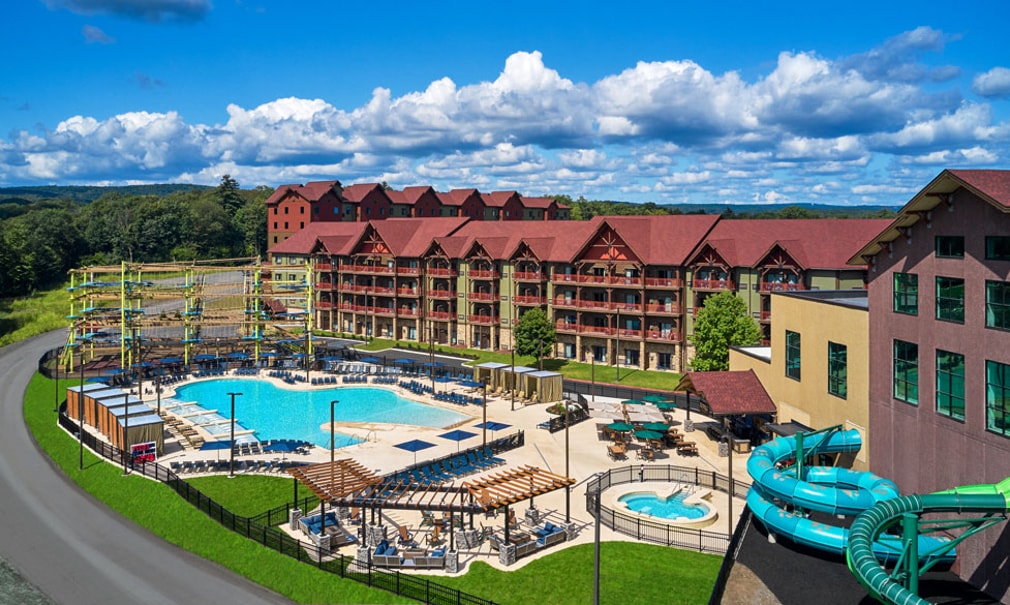 aerial view of poconos mountains resort