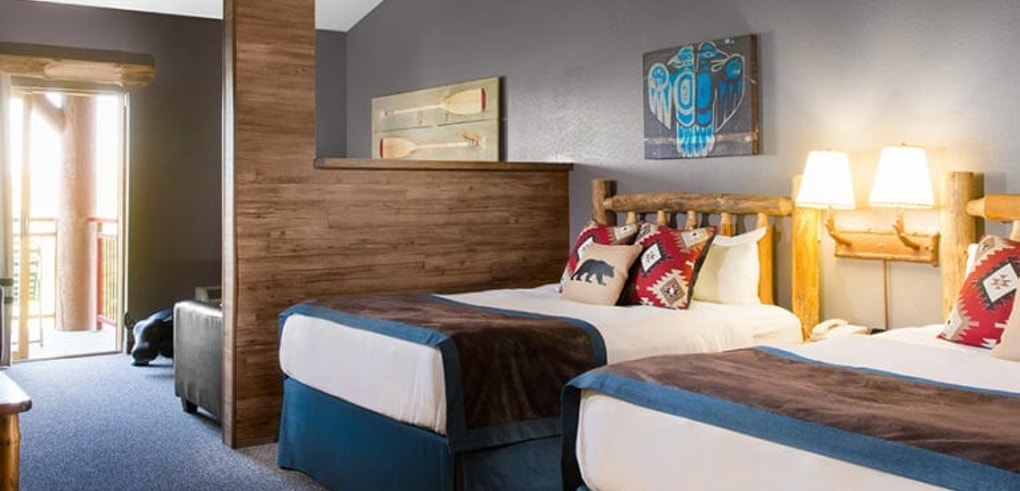 Main area of the Grand Wolf Suite at Great Wolf Lodge Niagara Falls, ON.