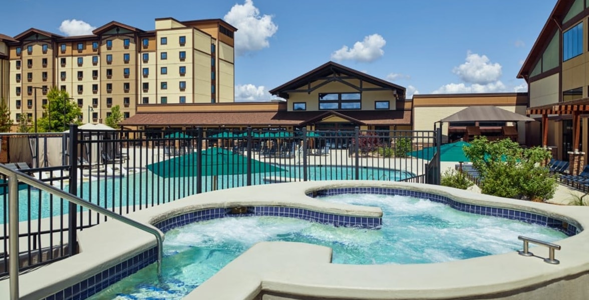 Couples enjoying an outdoor hotub 