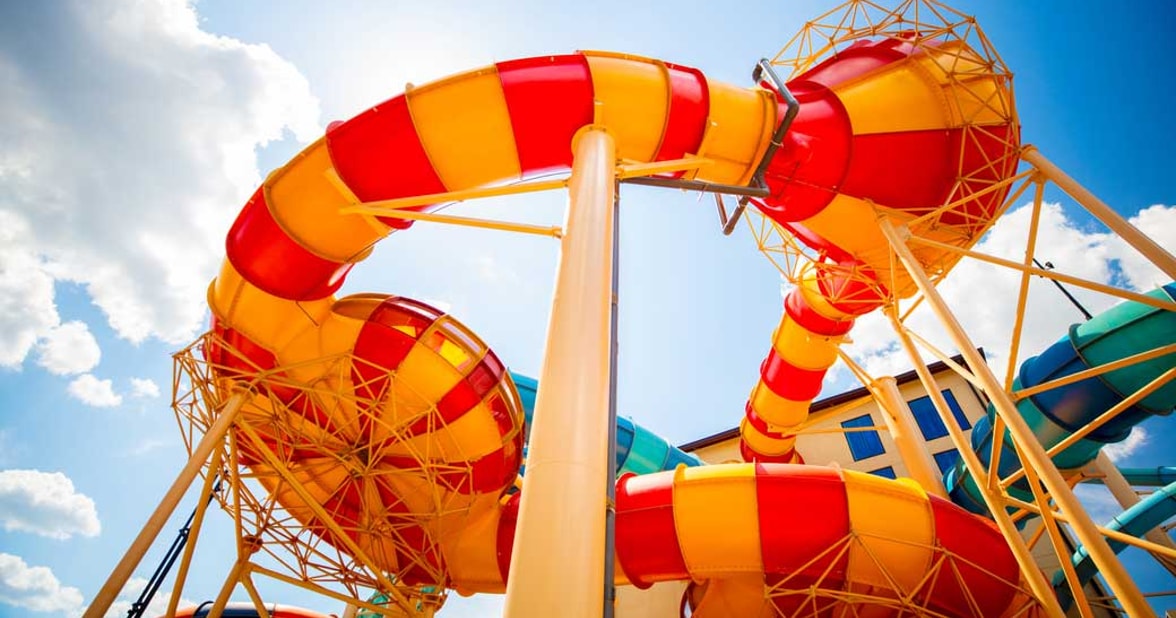 outdoor view of the water slides in Atlanta
