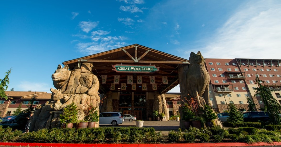 view of water park resort in grand mound WA