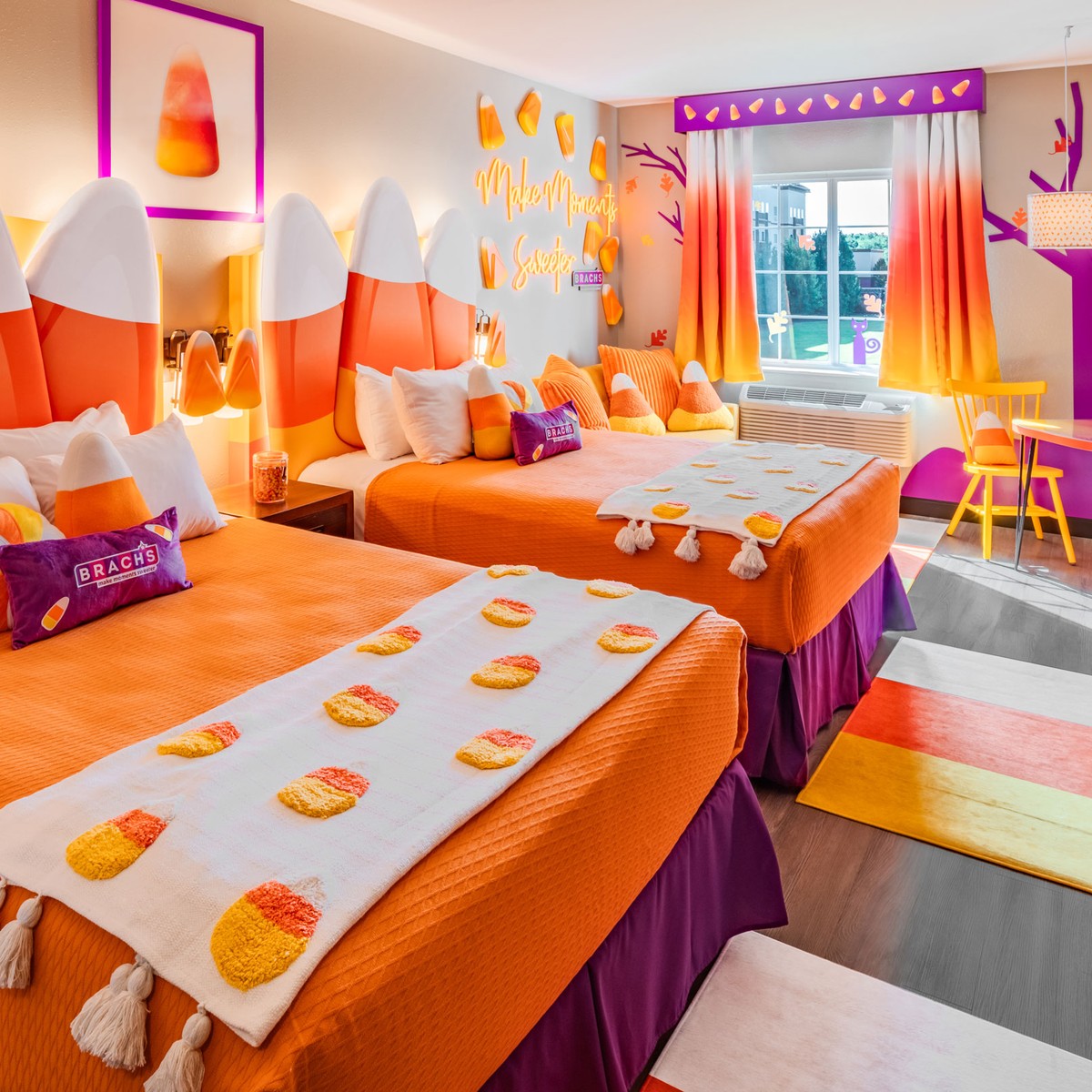 Candy Corn themed beds