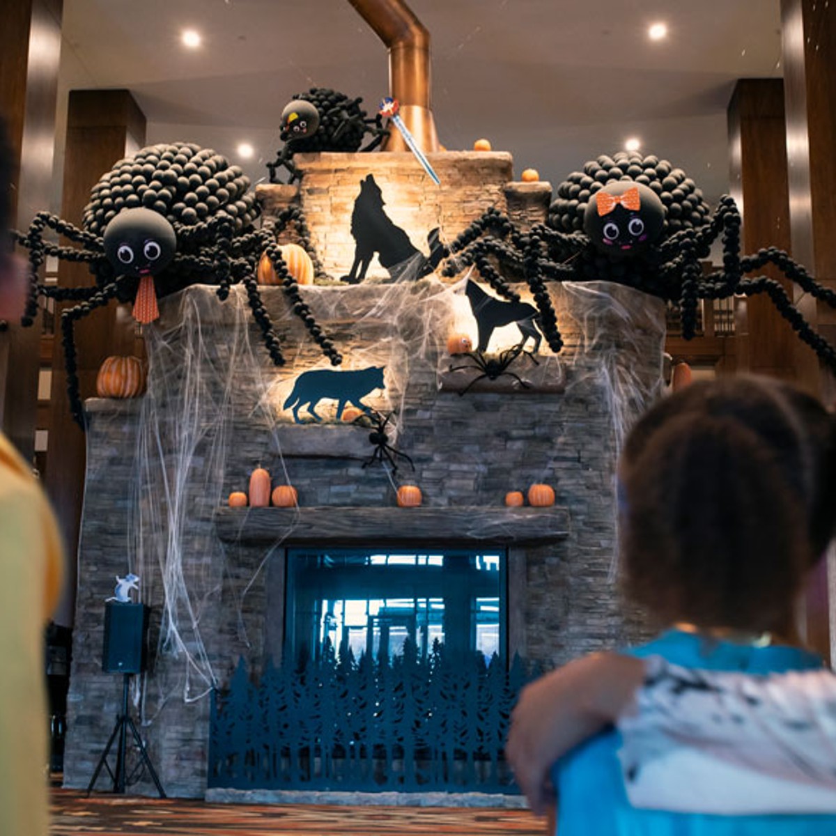 spiders made of black balloons