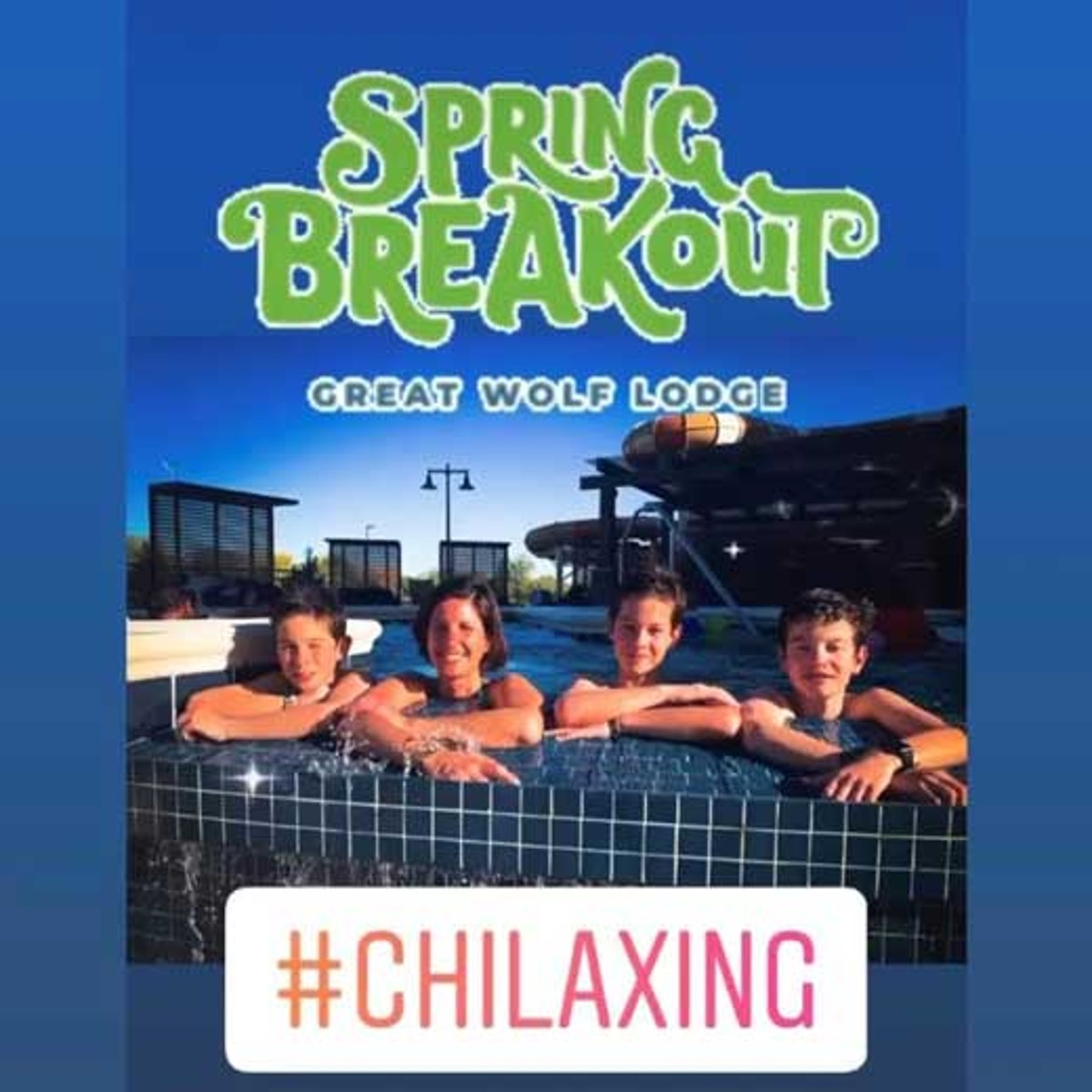 mom and kids in hot tubs