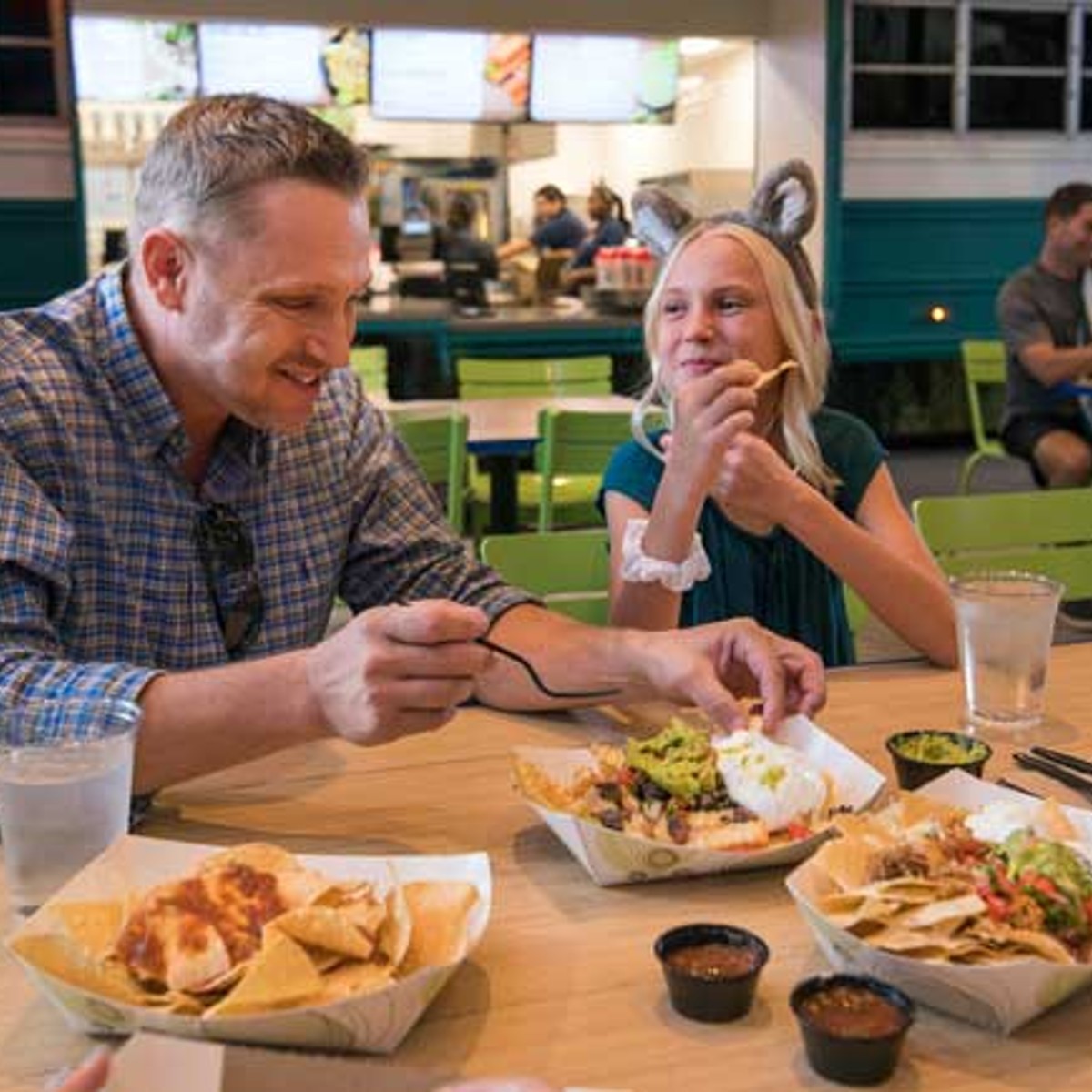 family eating tacos