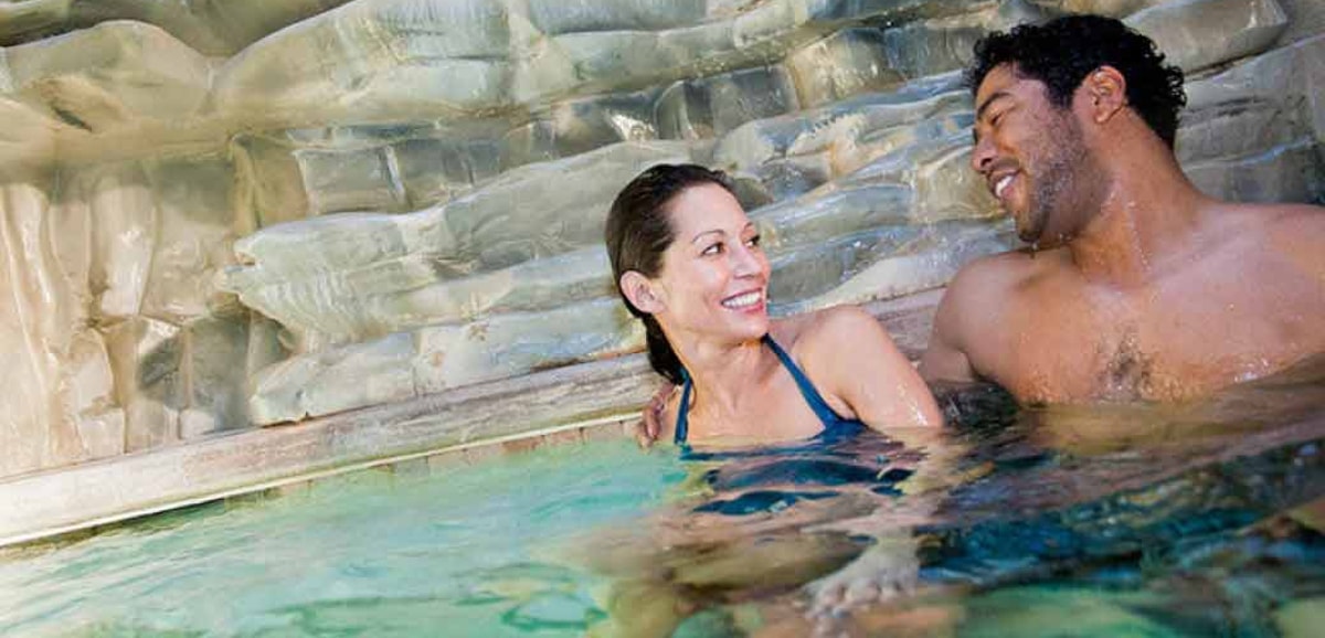 Couple enjoying the pool