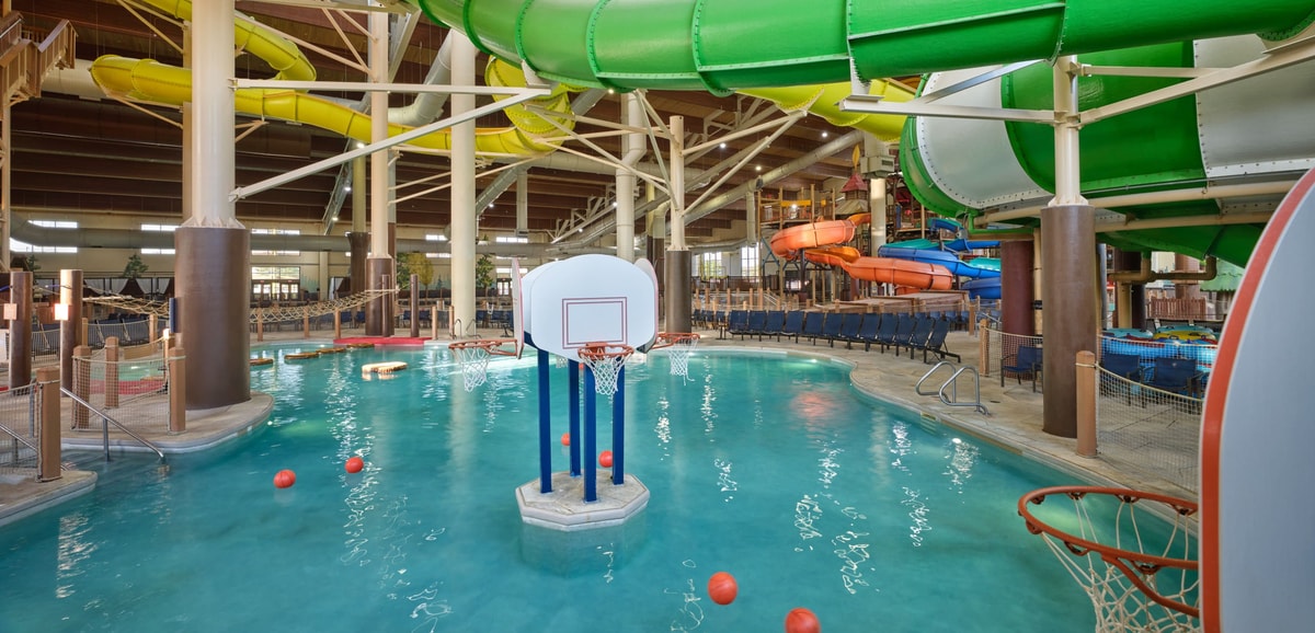 basketball in indoor pool 