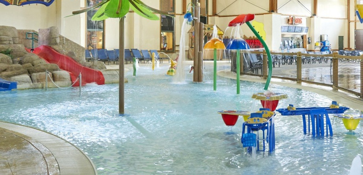 colorful slides in a vibrant indoor waterpark