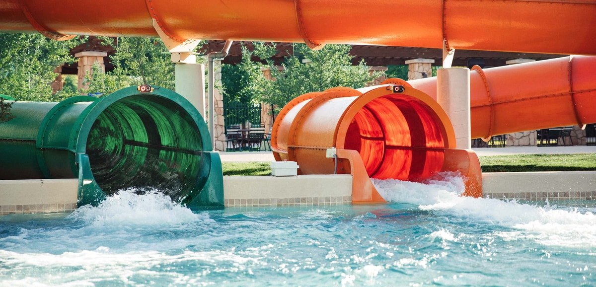 Two outdoor water slides